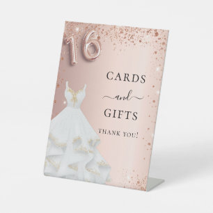 Signe De Table Sweet 16 roses parties scintillant d'or cartes cad