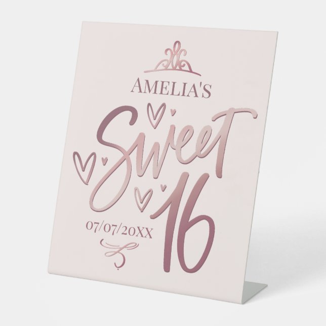 Signe De Table Sweet 16 Sixteen  Pedestal Sign (Recto)