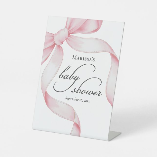 Signe De Table SYMBOLE ACrylique Baby shower coquette rose (Recto)