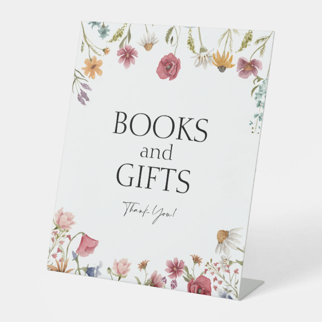 Signe De Table Symbole Baby shower Livres Et Cadeaux Floral (Recto)