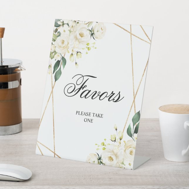 Signe De Table Symbole blanc Rose & Gold Frame Douche Favors (In SItu)