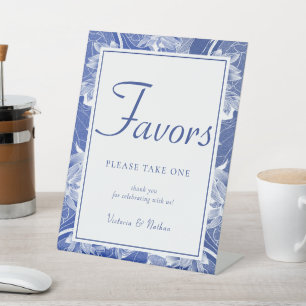 Signe De Table Symbole bleu blanc Chinoiserie Floral Wedding Favo
