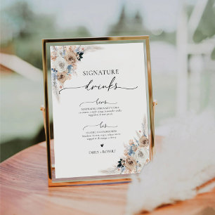 Signe De Table Symbole Boho Ivoire Et Bleu