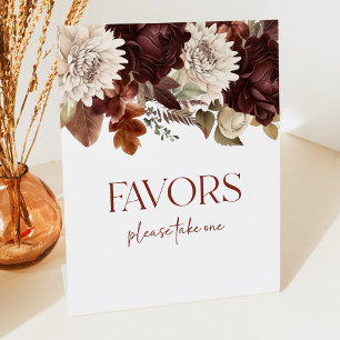 Signe De Table Symbole Brown foncé Bourgogne Floral Party Favoris