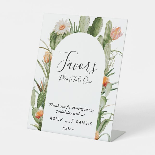 Signe De Table Symbole Cactus Floral Desert Favors Mariage (Recto)