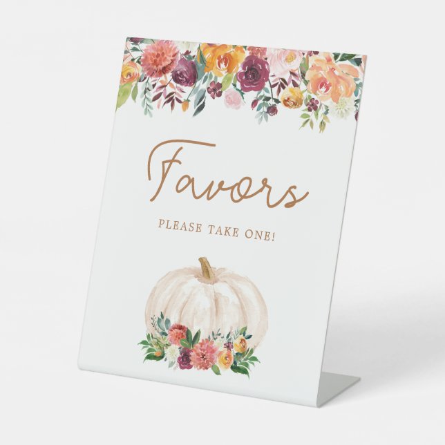 Signe De Table SYMBOLE Citrouille Floral Baby shower Traitements (Recto)