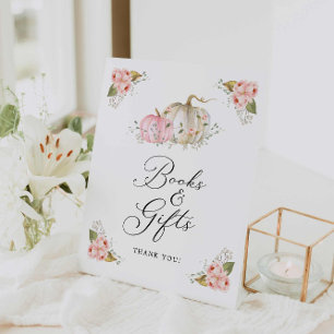 Signe De Table Symbole Citrouille rose Fille Baby shower Livres e