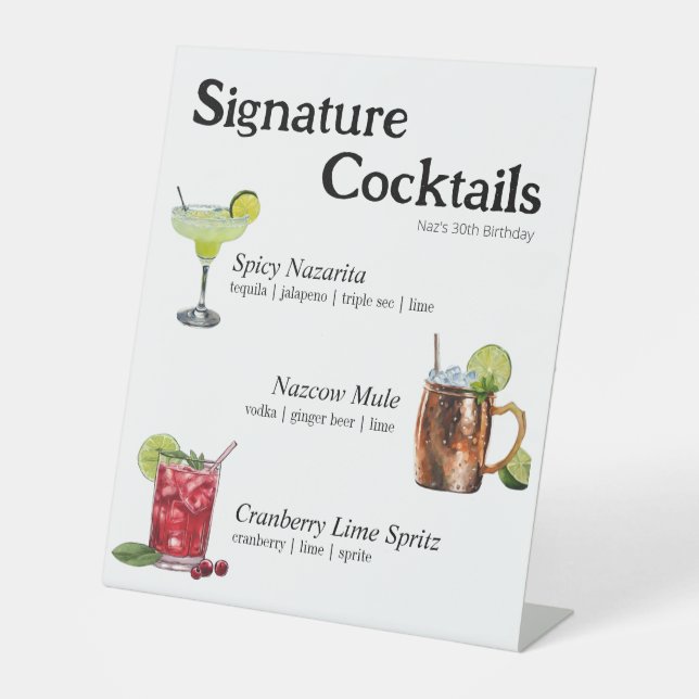 Signe De Table Symbole cocktail de fête (Recto)