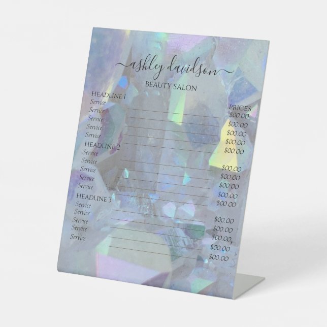 Signe De Table Symbole cristallin Iridescente Angel Aura Quartz (Recto)