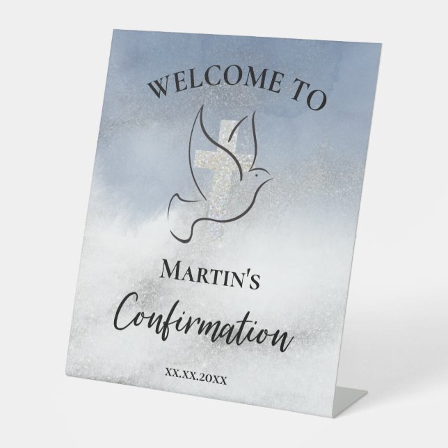 Signe De Table Symbole d'accueil de confirmation catholique (Recto)