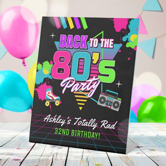Signe De Table Symbole d'anniversaire Retro Neon des années 80 (Créateur téléchargé)