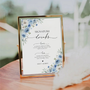 Signe De Table Symbole de boisson Dusty Blue Ivory