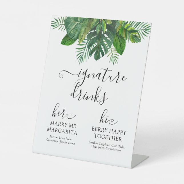 Signe De Table Symbole de boisson Tropical Feuille (Recto)