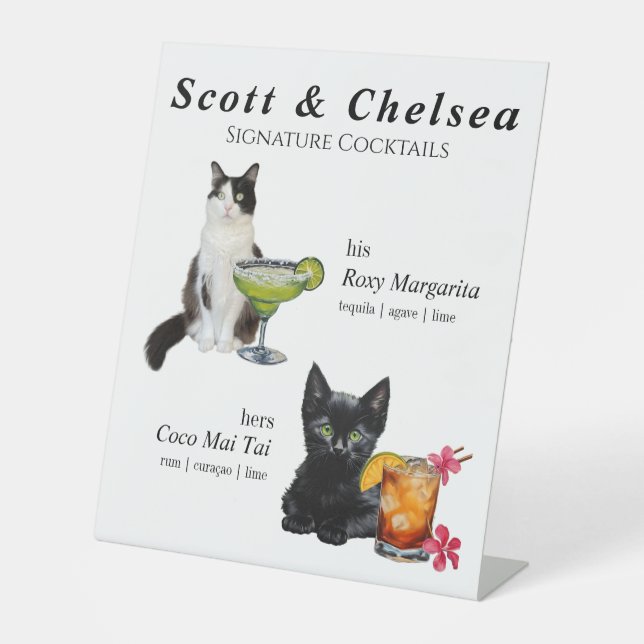 Signe De Table Symbole de cocktail de chat (Recto)