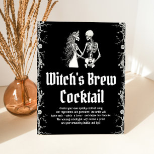 Signe De Table Symbole de cocktail de la sorcière de squelette d'