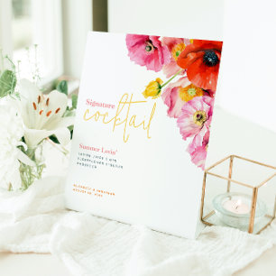 Signe De Table Symbole de Cocktail floral moderne