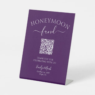 Signe De Table Symbole de code QR du fonds de lune de miel Mariag
