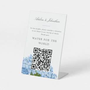 Signe De Table Symbole de don de bienfaisance Blue Hydrangea