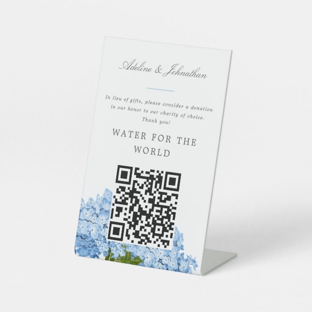 Signe De Table Symbole de don de bienfaisance Blue Hydrangea (Recto)