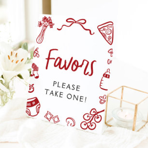 Signe De Table Symbole de Faveurs Pizza Italienne Tirée À La Main