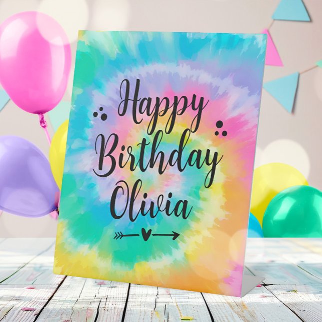 Signe De Table Symbole de fête d'anniversaire de Tie Dye (Créateur téléchargé)