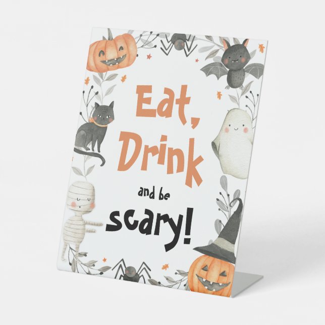 Signe De Table Symbole de fête d'Halloween Ghost Eat Drink Be Eff (Recto)