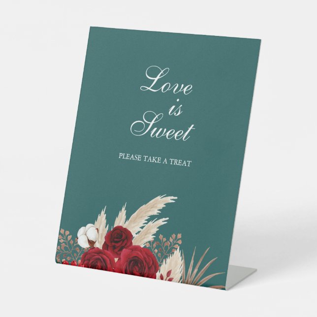 Signe De Table SYMBOLE DE L'AMOUR EST SUCRE Rose Turquoise Mariag (Recto)