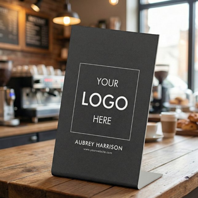 Signe De Table Symbole de logo de l'entreprise Piédestal noir (Créateur téléchargé)