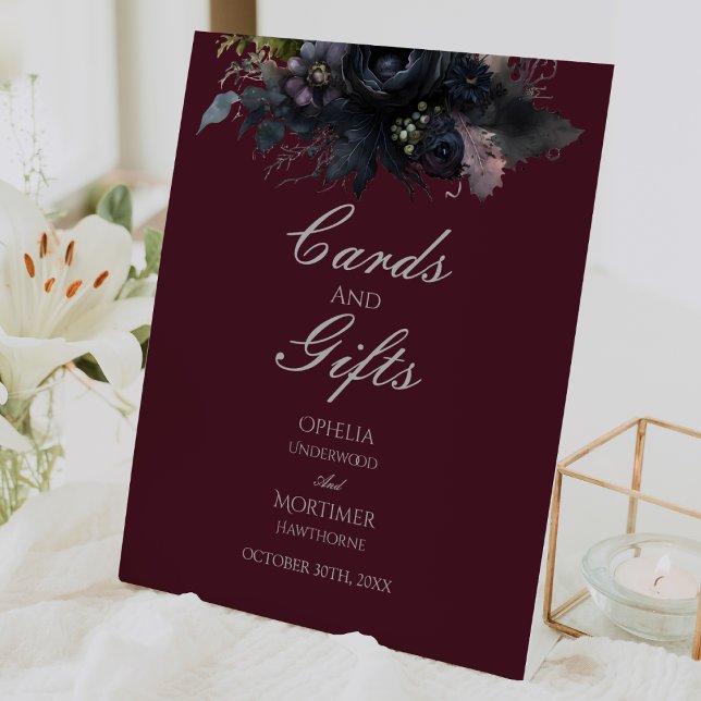 Signe De Table Symbole de mariage et cadeaux floraux gothiques fo (Créateur téléchargé)