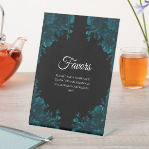 Signe De Table Symbole de mariage gothique noir Rose turquoise