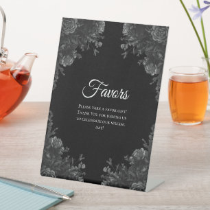 Signe De Table Symbole de mariage gothique Rose noir et gris
