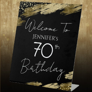 Signe De Table Symbole de Pedestal de bienvenue noir 70e annivers