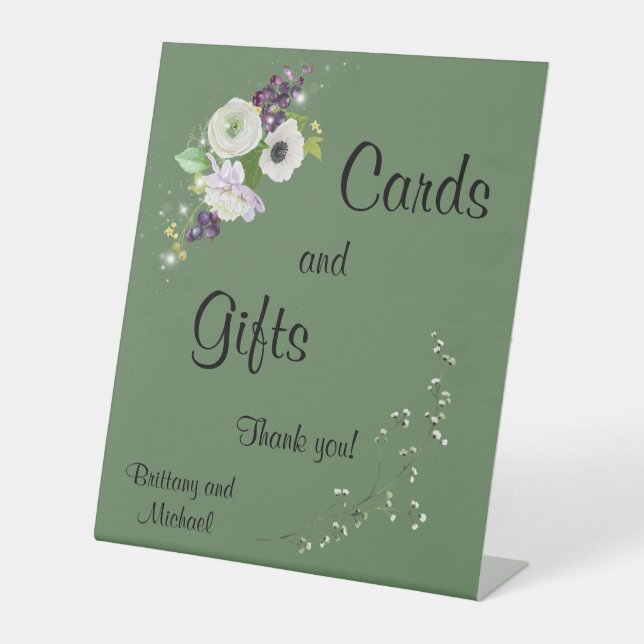 Signe De Table Symbole de Pedestal pour cartes de mariage vertes  (Recto)