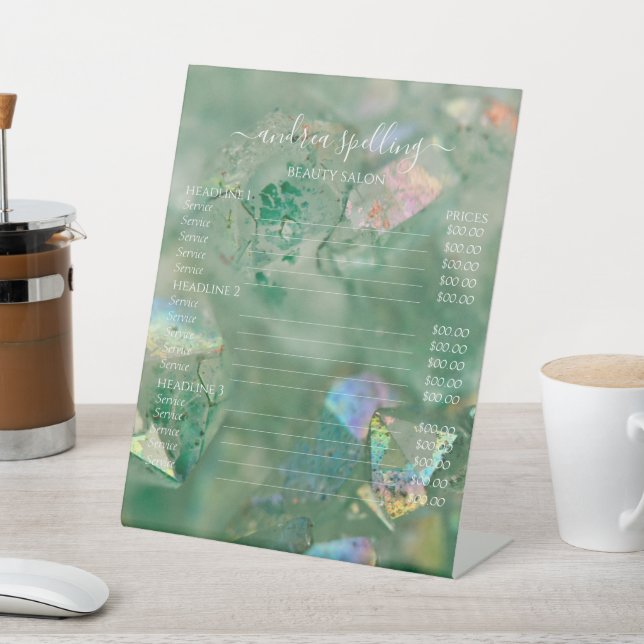 Signe De Table Symbole de socle à quartz vert Aura (In SItu)