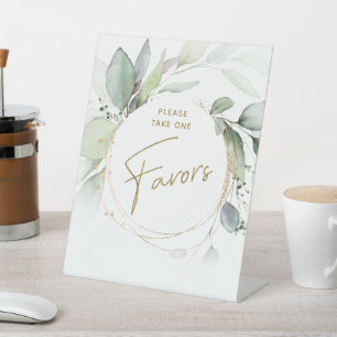 Signe De Table Symbole de table Green Gold Foliage Eucalyptus Fav