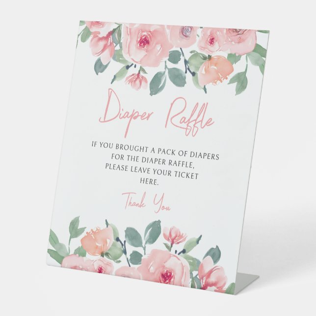 Signe De Table Symbole de tombole de baby shower de peonées roses (Recto)