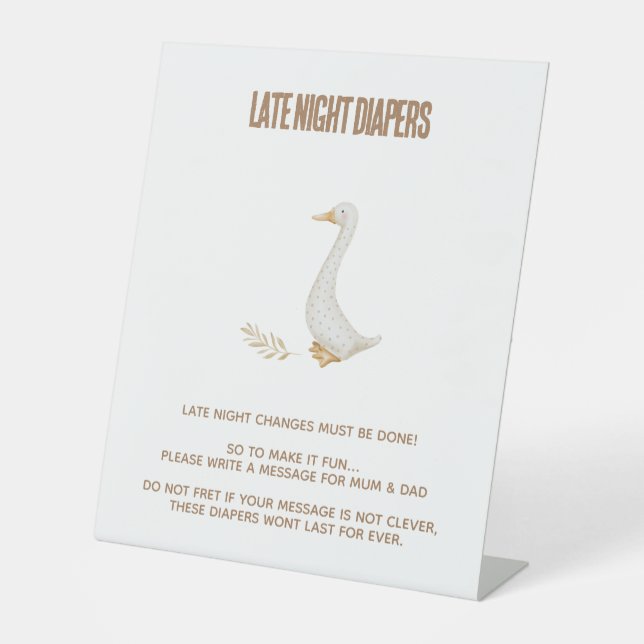 Signe De Table Symbole des changements de nuit tardifs du Baby sh (Recto)