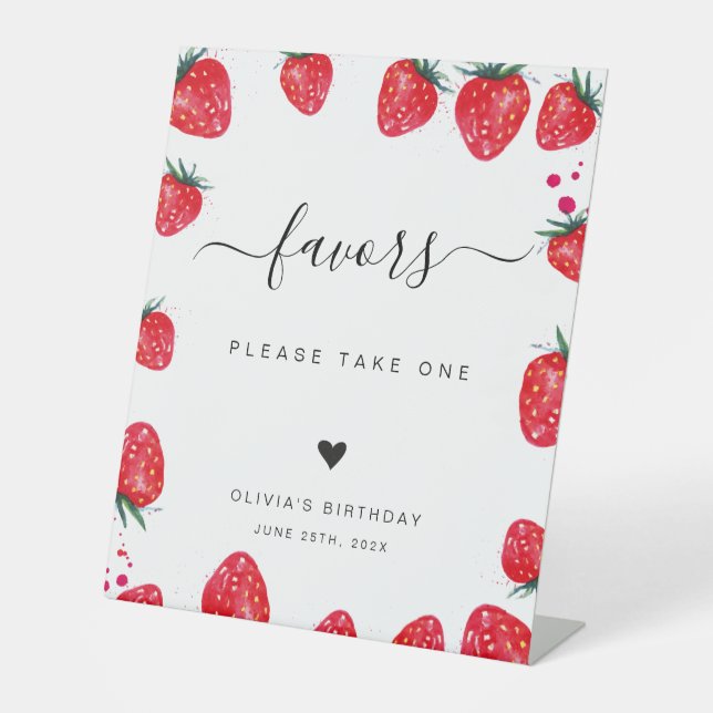 Signe De Table Symbole des faveurs d'anniversaire de fraises (Recto)
