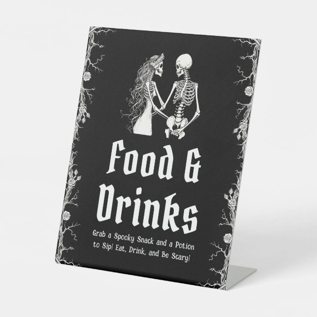 Signe De Table Symbole d'Halloween gothique noir Squelette de nou (Recto)