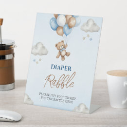 Signe De Table Symbole Douche à raffle en tissu bleu doux