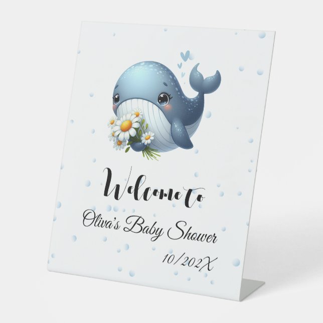Signe De Table Symbole du Baby shower de la baleine mignonne (Recto)