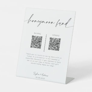 Signe De Table Symbole du code QR du fonds de lune de miel Mari
