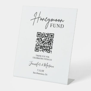 Signe De Table Symbole du fonds de lune de miel, QR Code Honeymoo