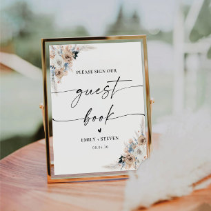 Signe De Table Symbole du livre d'hôtes Ivory and Blue Boho