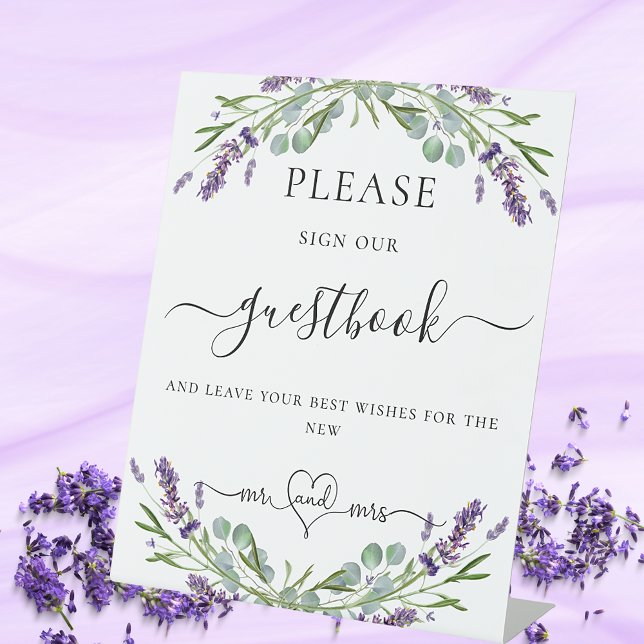Signe De Table Symbole du livre d'hôtes lavande violet fleurs euc (Créateur téléchargé)