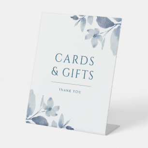 Signe De Table Symbole Dusty Blue Floral de mariage Cartes et Cad