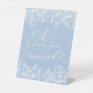 Signe De Table Symbole Dusty Blue Floral Mangez, buvez et soyez m