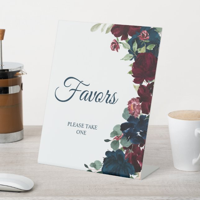 Signe De Table Symbole Elégant Burgundy & Navy Blue Shower Favors (In SItu)