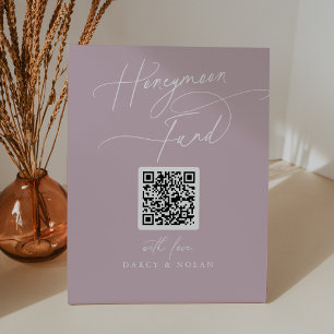 Signe De Table Symbole élégant Pink QR Code Fonds Lune de Miel
