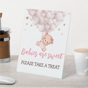 Signe De Table Symbole Fille Bearly Wait Pink Bear Baby shower Fa